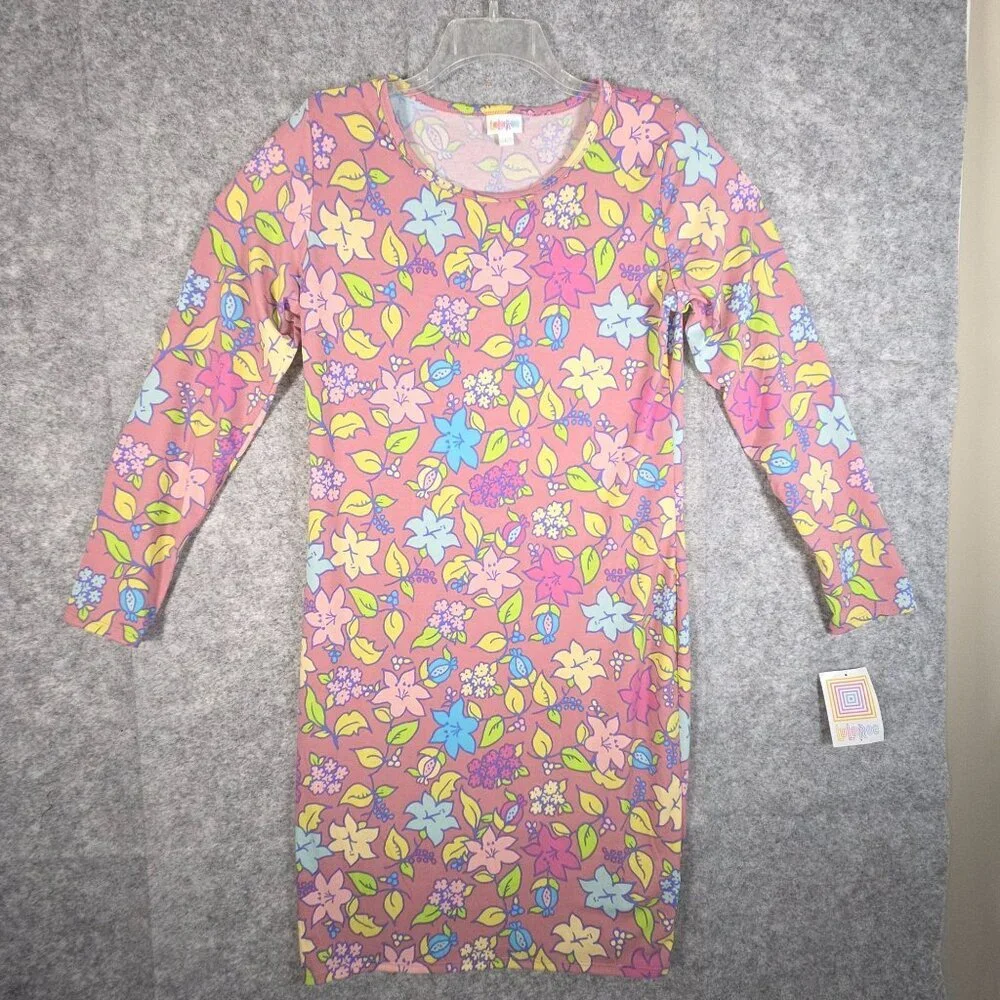 Lularoe NWT Women's Julia Shift Dress Long Sleeve  Multi Color floral  Size L - Picture 2 of 8